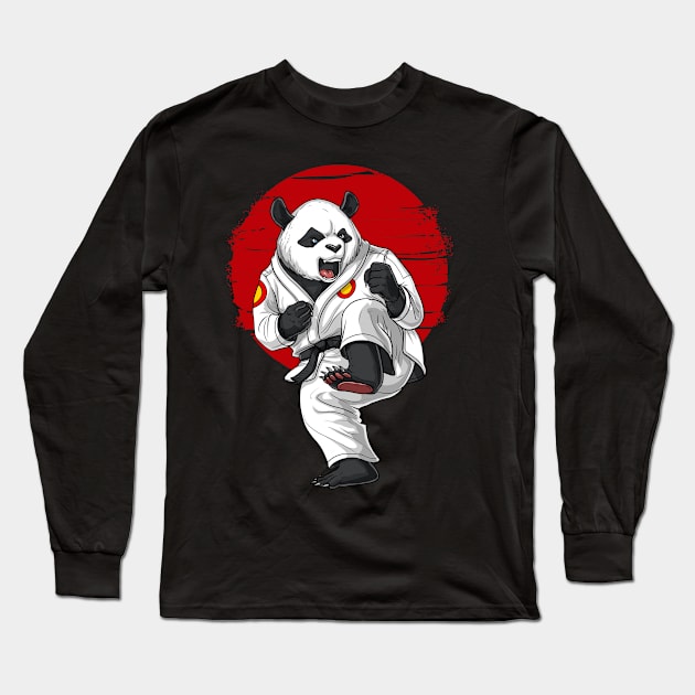 Panda Bear Karate Long Sleeve T-Shirt by underheaven